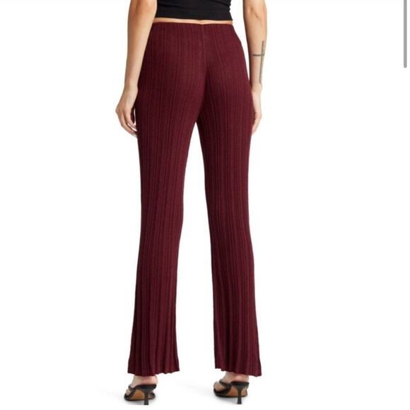 & other stories Ribbed Wide Leg Maroon Wine Pants- Size XS - Picture 3 of 13